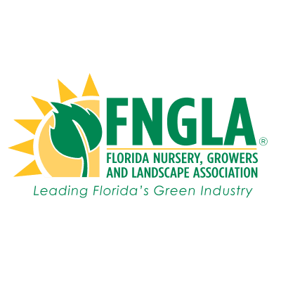 Logo featuring a green leaf and sun design, with the text "FNGLA" and "Florida Nursery, Growers and Landscape Association" beneath. Slogan: "Leading Florida’s Green Industry."
